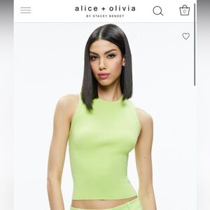 ALICE + OLIVIA ; Tonira Ribbed Tank ; slight worn